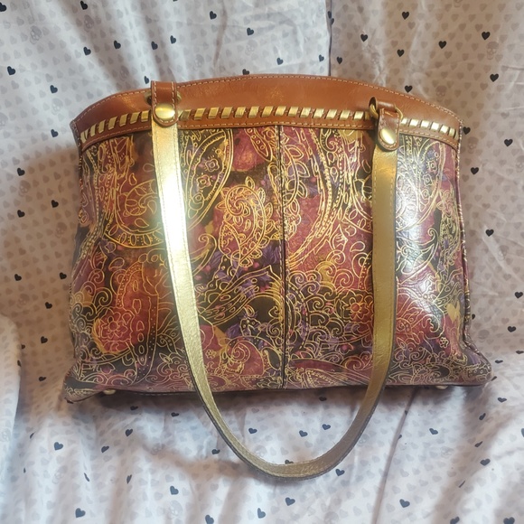 NWT Patricia Nash Genuine Leather Gold and Paisley Handbag Tote - Picture 3 of 9